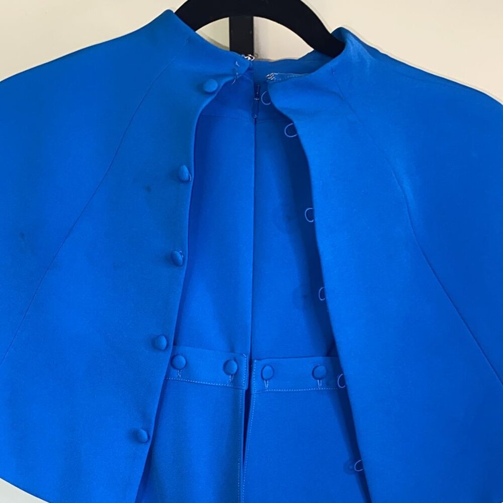 Teri Jon by Rickie Freeman blue collared cape dress - Picture 13 of 16